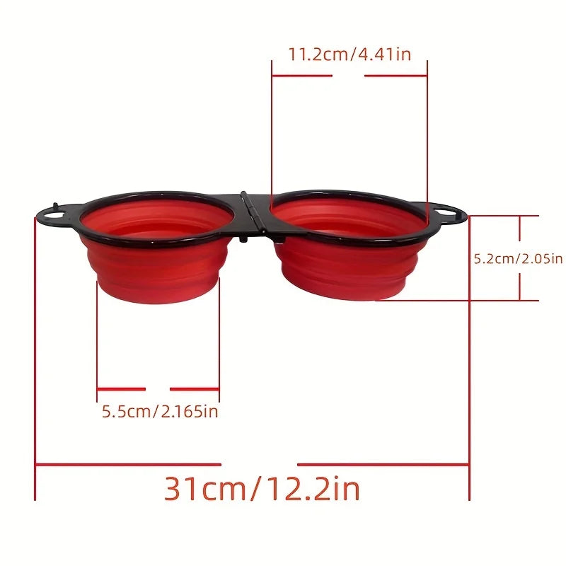 Outdoor Travel 2-in-1 Foldable Dual Bowl