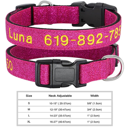 Dog Adjustable Nylon Embroidered Collar