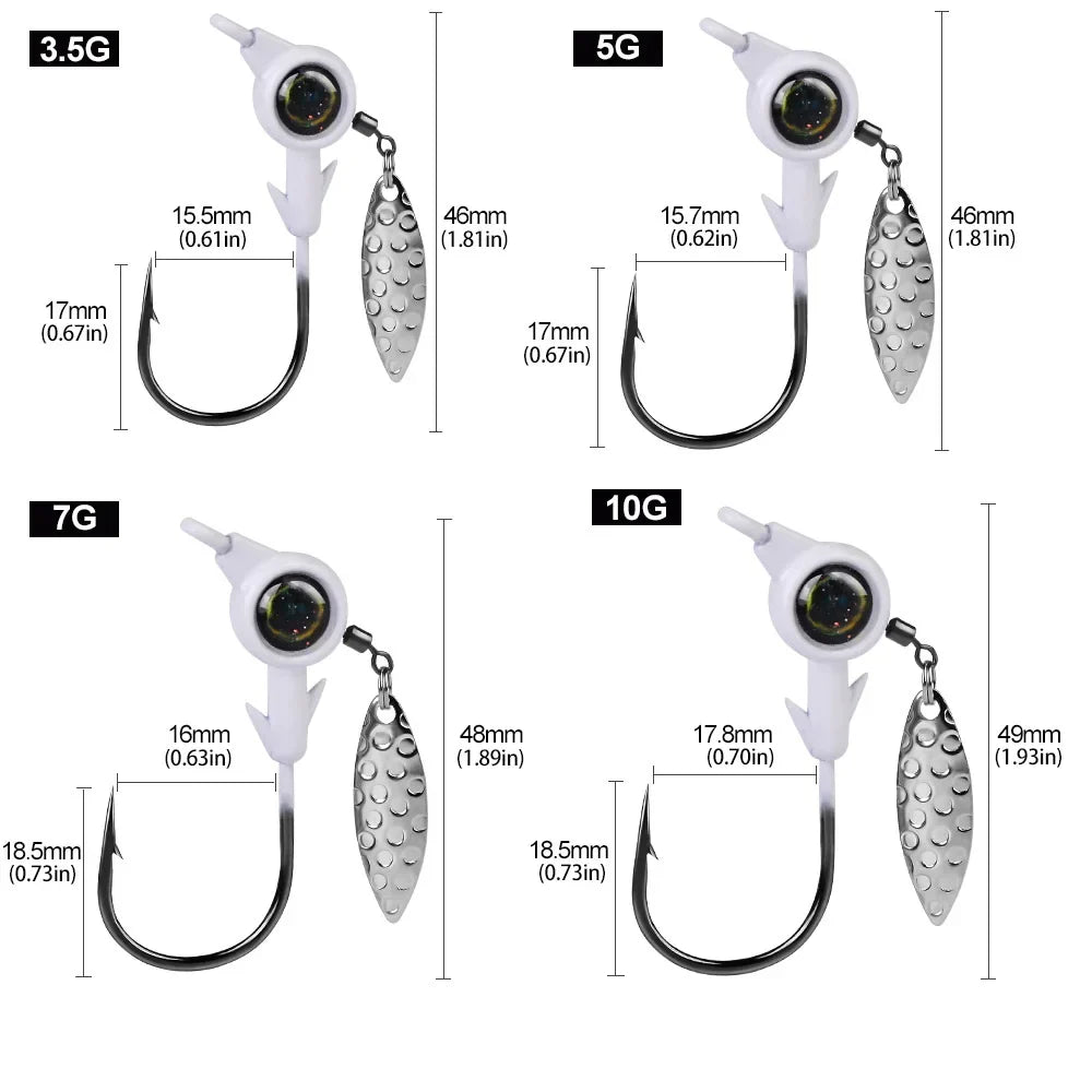 3pcs Jig Fishing Rotating Hook