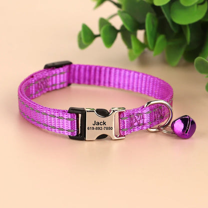 Cat Reflective Nylon Personalized Collar