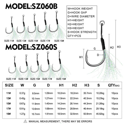 Metal Jig Tail Assist Fishing Hook