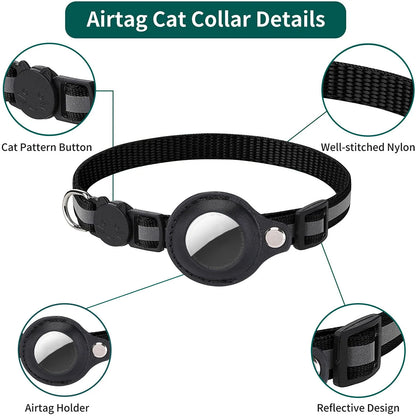 Cat Adjustable Strips Air Tag Holder Collar B